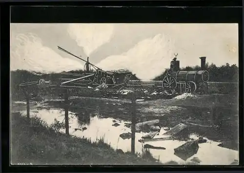 AK Neuengamme-Kirchwärder bei Bergedorf, Explosion durch Entzündung von Erdgas am 6. Nov. 1910