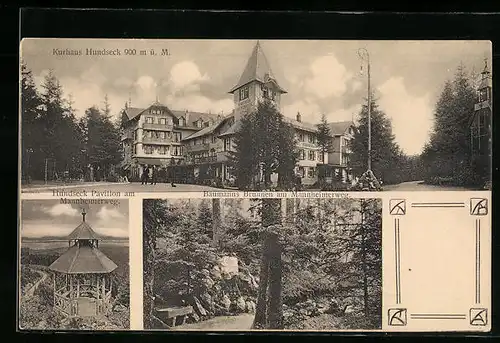 AK Bühl, Kurhaus Hundseck mit Pavillon am Mannheimerweg