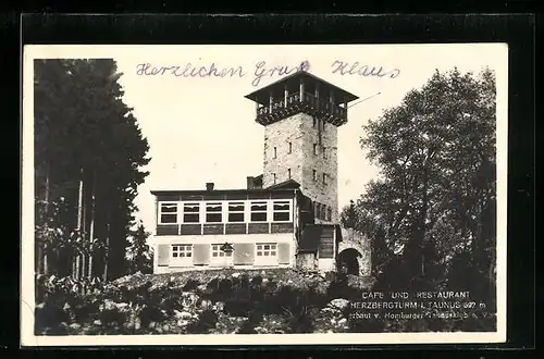 AK Homburg, Cafe und Restaurant Herzbergturm im Taunus