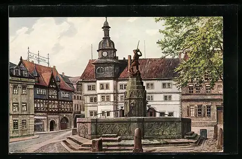 AK Eisenach, Brunnen auf dem Marktplatz
