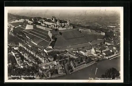 AK Würzburg, Festung Marienberg, orig. Fliegeraufnahme