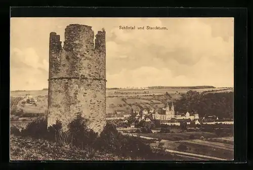 AK Schöntal, Ortsansicht mit Storchturm