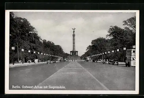AK Berlin-Tiergarten, Ostwest-Achse mit Siegessäule