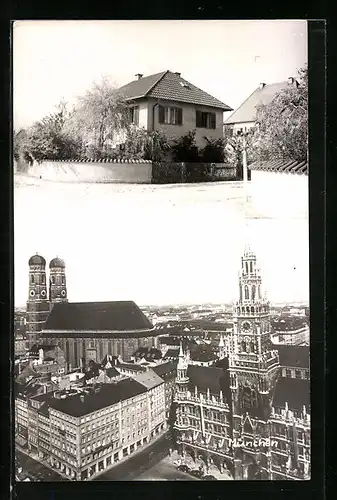 AK München, Kirche aus der Vogelschau