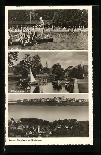 AK Fischbach, Strandbad, Gondelhafen, Ortsansicht