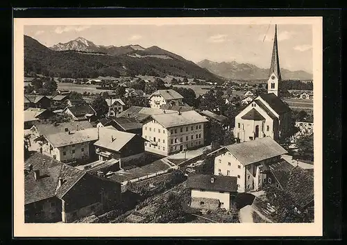 AK Bergen, Ortsansicht mit Kirche