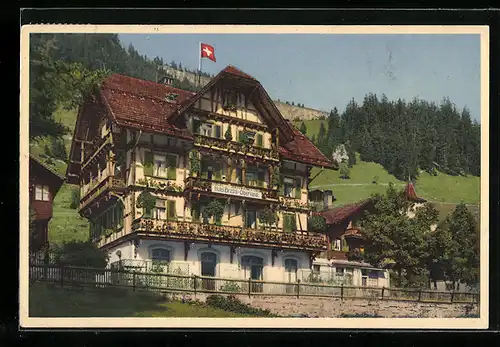 AK Adelboden, Hotel Bristol-Oberland im Sonnenschein