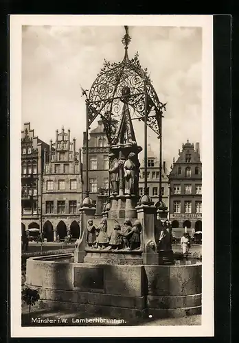 AK Münster, Partie am Lambertibrunnen