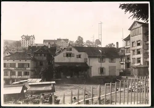 Fotografie unbekannter Fotograf, Ansicht Herisau, Stadtansicht mit Geshäftshaus Zahnarzt Rob. Schläpfer