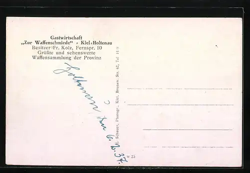 AK Kiel-Holtenau, Gasthaus Zur Waffenschmiede, Innenansicht