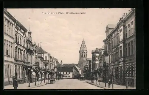 AK Landau i. Pfalz, Westbahnstrasse mit Anwohnern