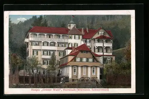 AK Herrenalb (Württemb. Schwarzwald), Hotel Grüner Wald