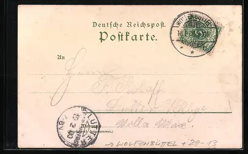 Lithographie Wolfenbüttel, Gasthaus Sternhause im Winter