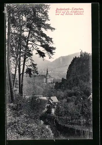 AK Bodenbach-Tetschen, Schäferwand und Schloss Tetschen