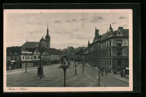 AK Brüx, Platz mit Denkmal