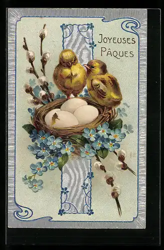 AK Osterküken am Osternest