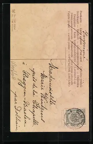 AK Bonne Année, Kleiner Junge mit Kleeblatt