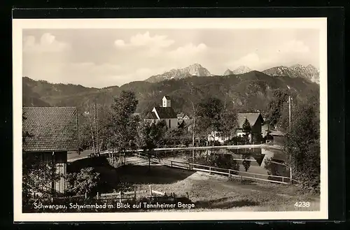 AK Schwangau, Schwimmbad m. Blick auf Tannheimer Berge