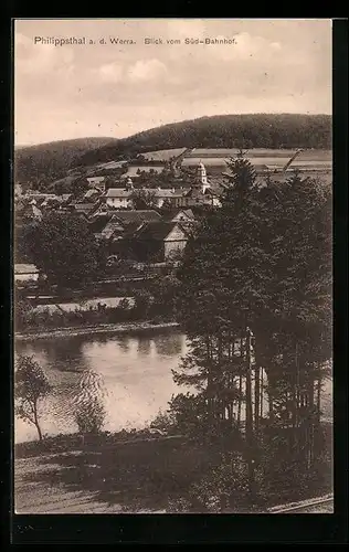AK Philippsthal, Blick vom Südbahnhof auf den Ort