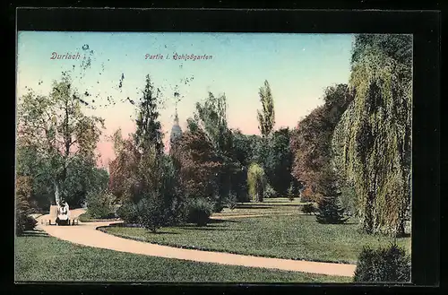 AK Durlach, Partie im Schlossgarten