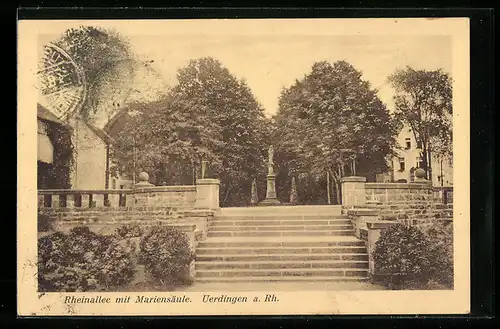 AK Uerdingen a. Rh., Rheinallee mit Mariensäule