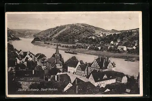 AK Wehlen /Sächs. Schw., Ortsansicht aus der Vogelschau