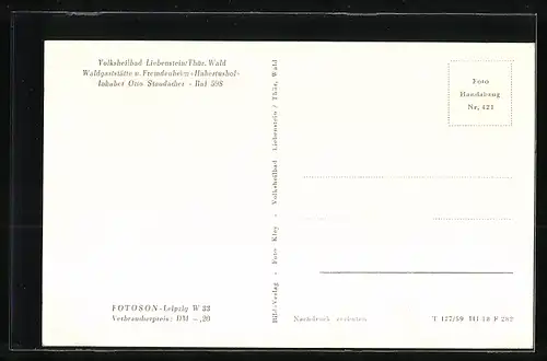 AK Liebenstein /Th., Gaststätte und Fremdenheim Hubertushof Otto Staudacher mit Garten