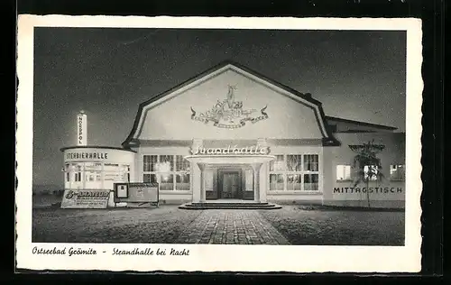 AK Grömitz, Strandhalle bei Nacht