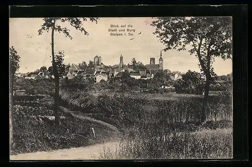 AK Stolpen i. Sa., Blick auf die Stadt und Burg