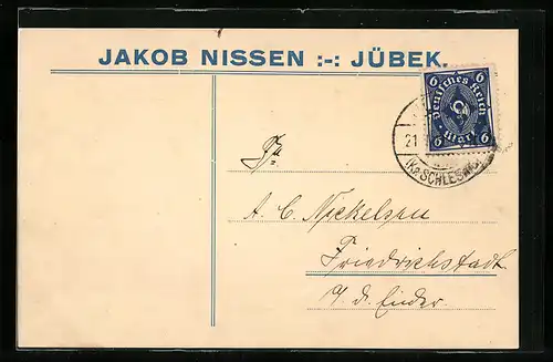 AK Jübek, Jakob Nissen, Korrespondenzkarte