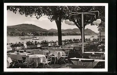 AK Bad Godesberg, Rheinhotel Dreesen, Dampfer vor Rheinpavillon