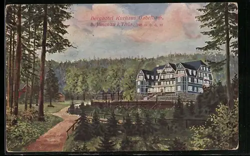 Künstler-AK Gabelbach b. Ilmenau, Berghotel Kurhaus