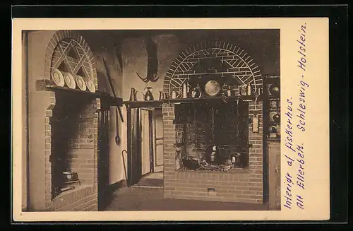 AK Alt-Ellerbek, Diele eines Fischerhauses, Heimatschutz IV