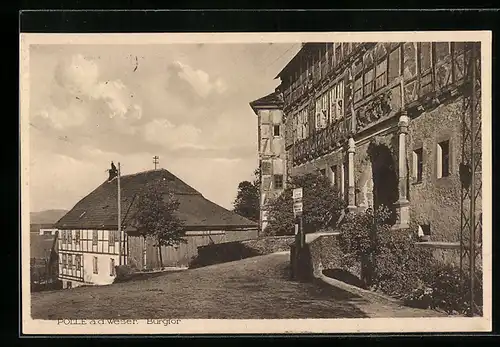 AK Polle, Gasthof zur Burg, Burgtor