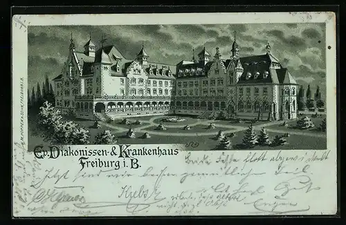 Lithographie Freiburg i. B., Ev. Diakonissen-Krankenhaus