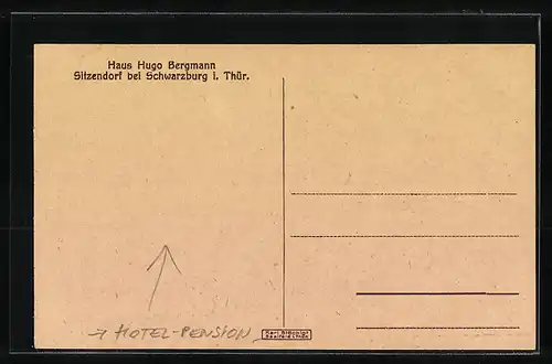 AK Sitzendorf, Hotel-Pension Hugo Bergmann