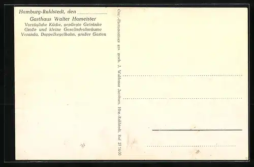 AK Hamburg-Rahlstedt, Hameister`s Gasthaus in der Rahlstedterstr. 189