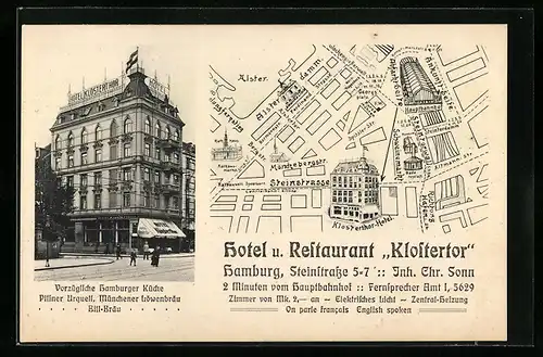 AK Hamburg, Hotel und Restaurant Klostertor, Steinstrasse 5-7