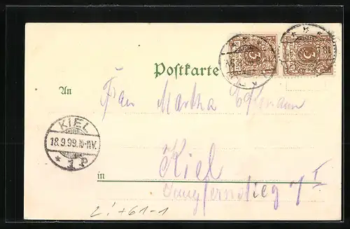 Lithographie Laboe, Panorama, Leuchtturm, Landkarte der Kieler Föhrde