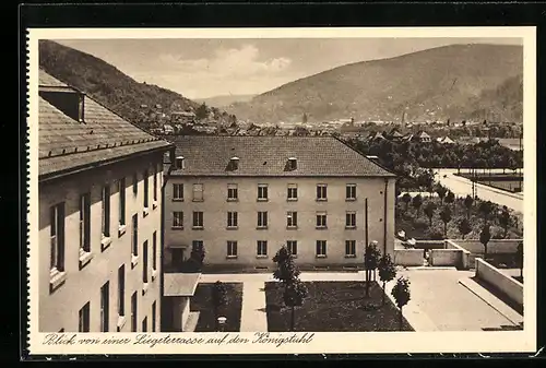 AK Heidelberg, Chirurgische Universitäts-Klinik, Blick von einer Liegeterrasse auf den Königstuhl