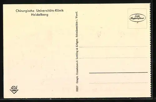 AK Heidelberg, Chirurgische Universitäts-Klinik, Ansicht vom Garten aus