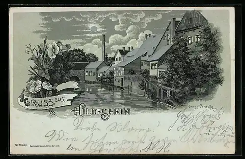 Mondschein-Lithographie Hildesheim, Partie in Gross Venedig