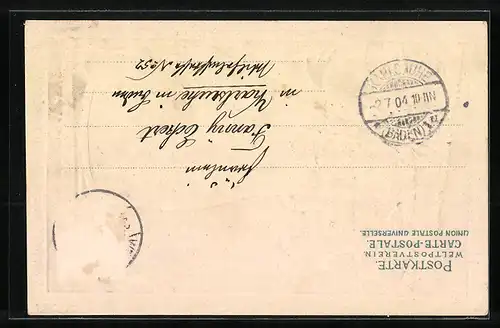 Passepartout-Lithographie Kaltenbronn, Partie im Ort, Auerhahn im Wald