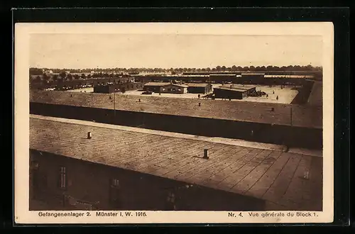 AK Münster i. W., Gefangenenlager 2 aus der Vogelschau, 1916