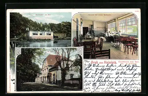 AK Hainspitz, Gasthaus am See H. Kohlstedt von Innen und Aussen