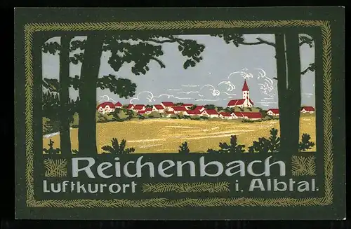 AK Reichenbach i. Albtal, Panorama des Luftkurortes