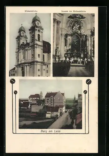 AK München, Michaelskirche, Innenansicht d. Kirche und Berg am Laim