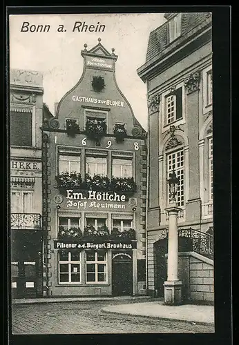 AK Bonn a. Rhein, Gasthaus zur Blomen, Em Höttche, Bes. J. Keutmann Brauhaus