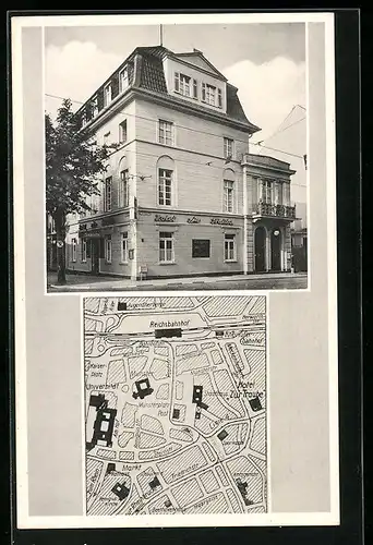 AK Bonn, Hotel-Restaurant zur Traube, Meckenheimerstr. 18, Stadtplan
