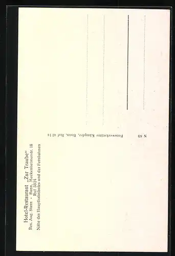 AK Bonn, Hotel-Restaurant zur Traube, Meckenheimerstr. 18, Stadtplan